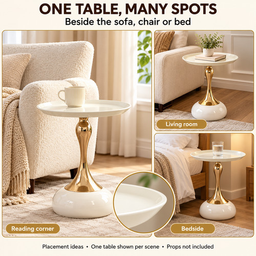 White pedestal side table - white,