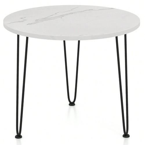 Round white faux marble - round,